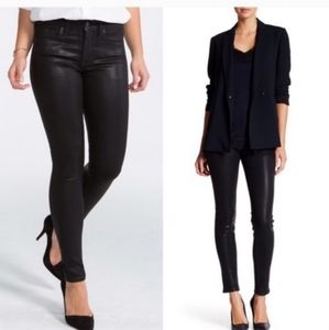 Spanx 5 Pocket Skinny Lacquer Coated Waxed Jeans